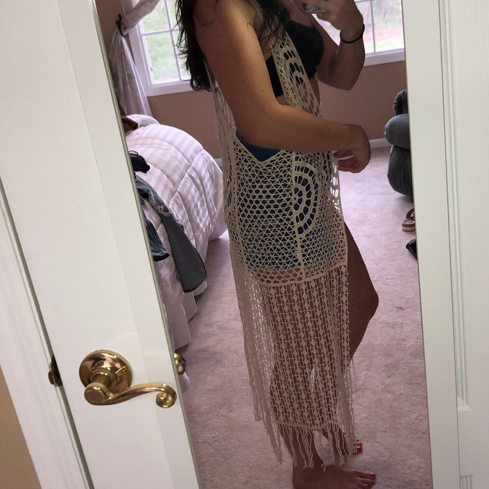 Long Crochet Open Vest Festival Ready Beach